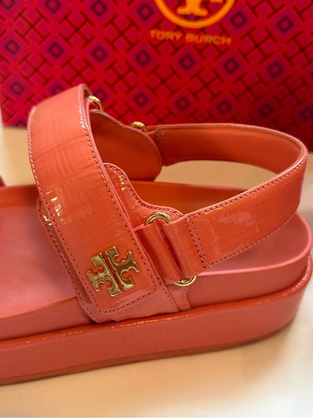 Tory Burch Kira Sport Sandal in Coral Crush | EUC | Size 8